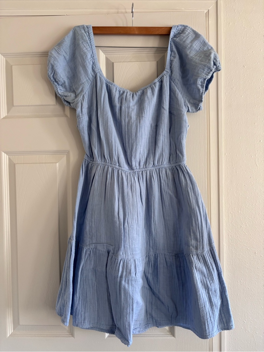 Jessica Simpson Light Blue Tiered Cotton Casual Dress